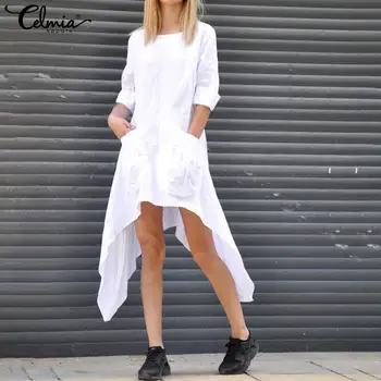 Fashion Asymmetrical Shirt Dress Women's Solid Vintage Linen Tops 2020 Celmia Female Casual Loose Party Midi Vestidos Plus Size
Fashion Asymmetrical Shirt Dress Women's Solid Vintage Linen Tops 2020 Celmia Female Casual Loose Party Midi Vestidos Plus Size