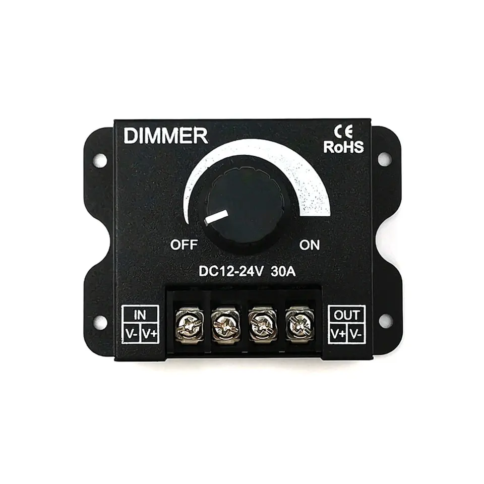 12V 24V Stepless Dimmer for LED Strip Light Dimming Knob Button Switch LED Dimmer Controller Max 30A 360W Transformer Driver
12V 24V Stepless Dimmer for LED Strip Light Dimming Knob Button Switch LED Dimmer Controller Max 30A 360W Transformer Driver