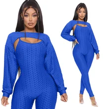 

Joggers Women Set Plus Size Clothing Crop Top Jumpsuit Two Peice Set Stretch Sport Hollow Backless Casual Playsuit Overalls