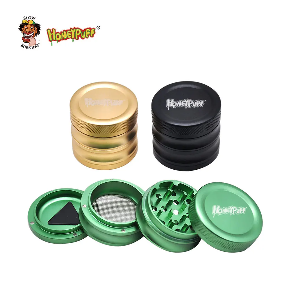 

HONEYPUFF Aircraft Aluminum Herb Grinder 4 Layers 56MM Tobacco Grinder Crusher Spice Small And Heavy Design Mellow Solid Texture