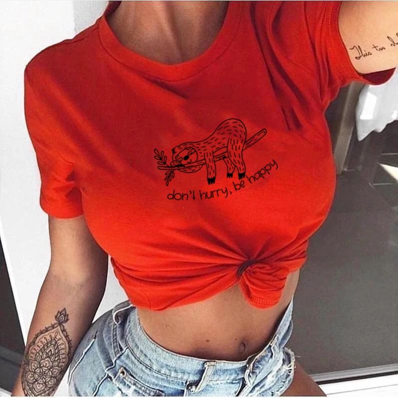 Don't Hurry Be Happy Sloth Shirt Women Graphic Tee Harajuku Fashion Tumblr Hipster Tee Shirt Femme Casua Tops Camisetas Mujer
Don't Hurry Be Happy Sloth Shirt Women Graphic Tee Harajuku Fashion Tumblr Hipster Tee Shirt Femme Casua Tops Camisetas Mujer