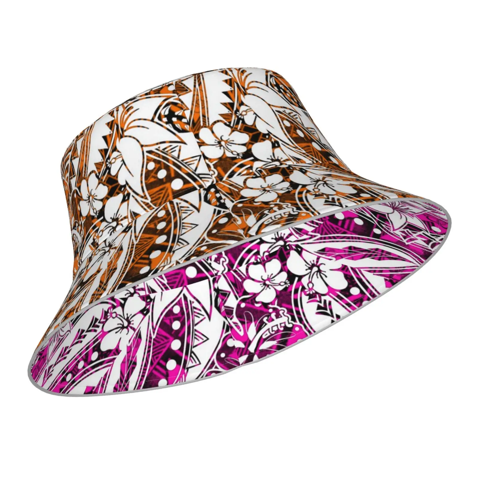 

NOISYDESIGNS Vintage Bucket Hats Night Reflect Light Polynesian Tribal Samoan Floral Women Reversible Packable Sun Fisherman Cap