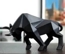 Geométrico gado estátua touro boi escultura ornamento abstrato animais estatuetas sala de estar decoração para casa acessórios morden(China)
