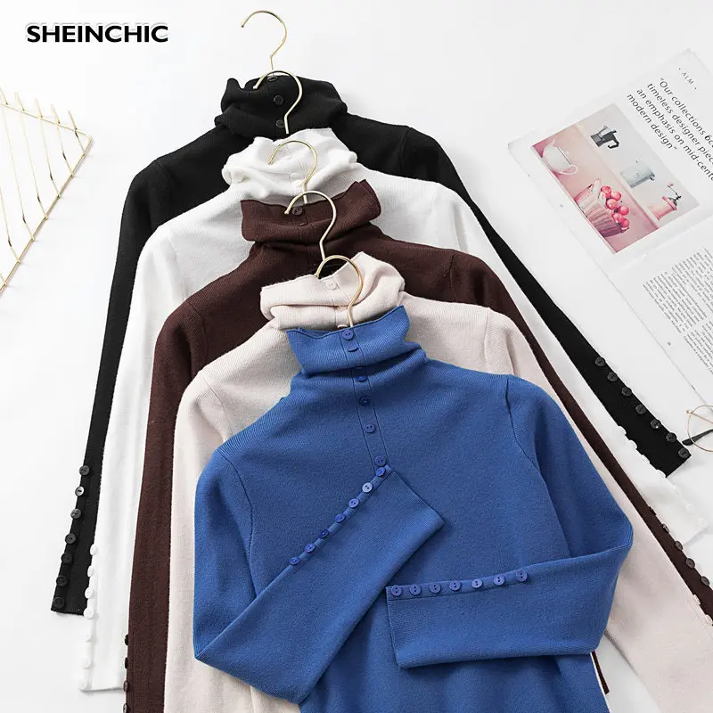 European 2019 Autumn Winter Solid White Black Blue Women Sweater Elegant Turtleneck Knit Pullovers Vintage Long Sleeve Sweater
European 2019 Autumn Winter Solid White Black Blue Women Sweater Elegant Turtleneck Knit Pullovers Vintage Long Sleeve Sweater