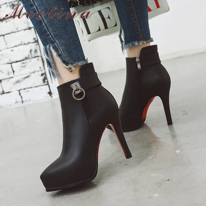 Meotina Women Boots Winter Ankle Boots Crystal Platform Thin Heels Short Boots Zipper Super High Heel Shoes Lady Fall Size 33-43
Meotina Women Boots Winter Ankle Boots Crystal Platform Thin Heels Short Boots Zipper Super High Heel Shoes Lady Fall Size 33-43