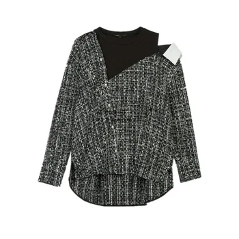 2020 Autumn Winter New Pattern Fashion Versatile Classic Metal Wind Tweed Stitching Loose Design Shirt Women Brand M8
2020 Autumn Winter New Pattern Fashion Versatile Classic Metal Wind Tweed Stitching Loose Design Shirt Women Brand M8