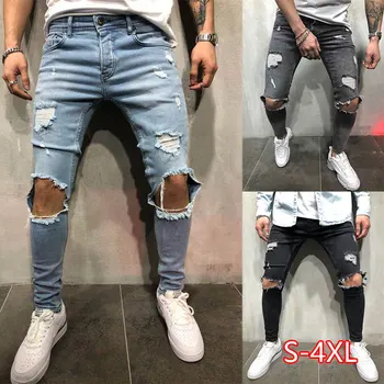 Hot Sales Mens Skinny Stretch Denim Pants Distressed Ripped Freyed Slim Fit Jeans Trousers High Quality And Comfortable 2020 
Hot Sales Mens Skinny Stretch Denim Pants Distressed Ripped Freyed Slim Fit Jeans Trousers High Quality And Comfortable 2020