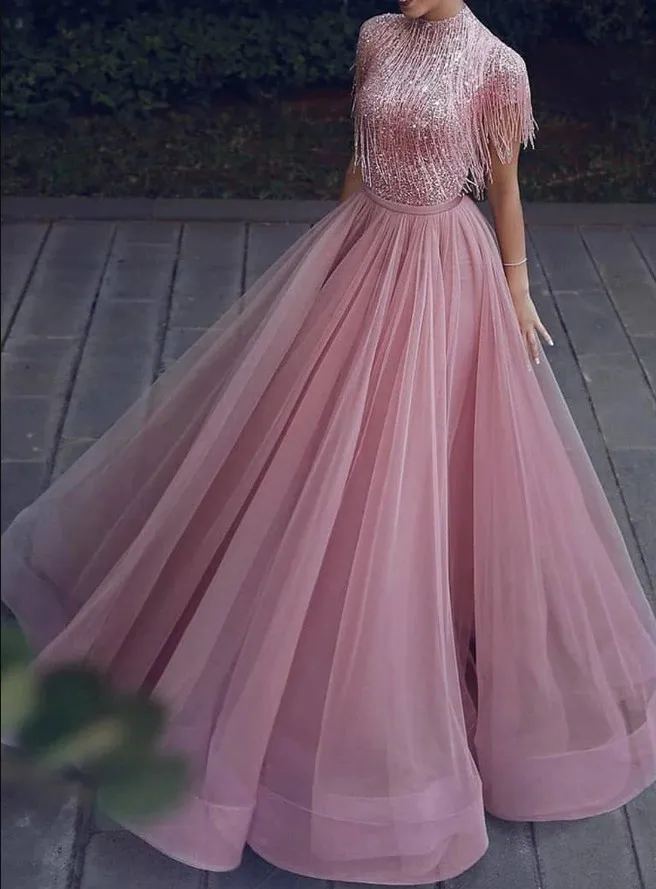 New Elegant Pink Long Prom Dresses Straps Crystals Beaded Tulle Formal Gowns with Ribbon Mermaid Party Dress
New Elegant Pink Long Prom Dresses Straps Crystals Beaded Tulle Formal Gowns with Ribbon Mermaid Party Dress