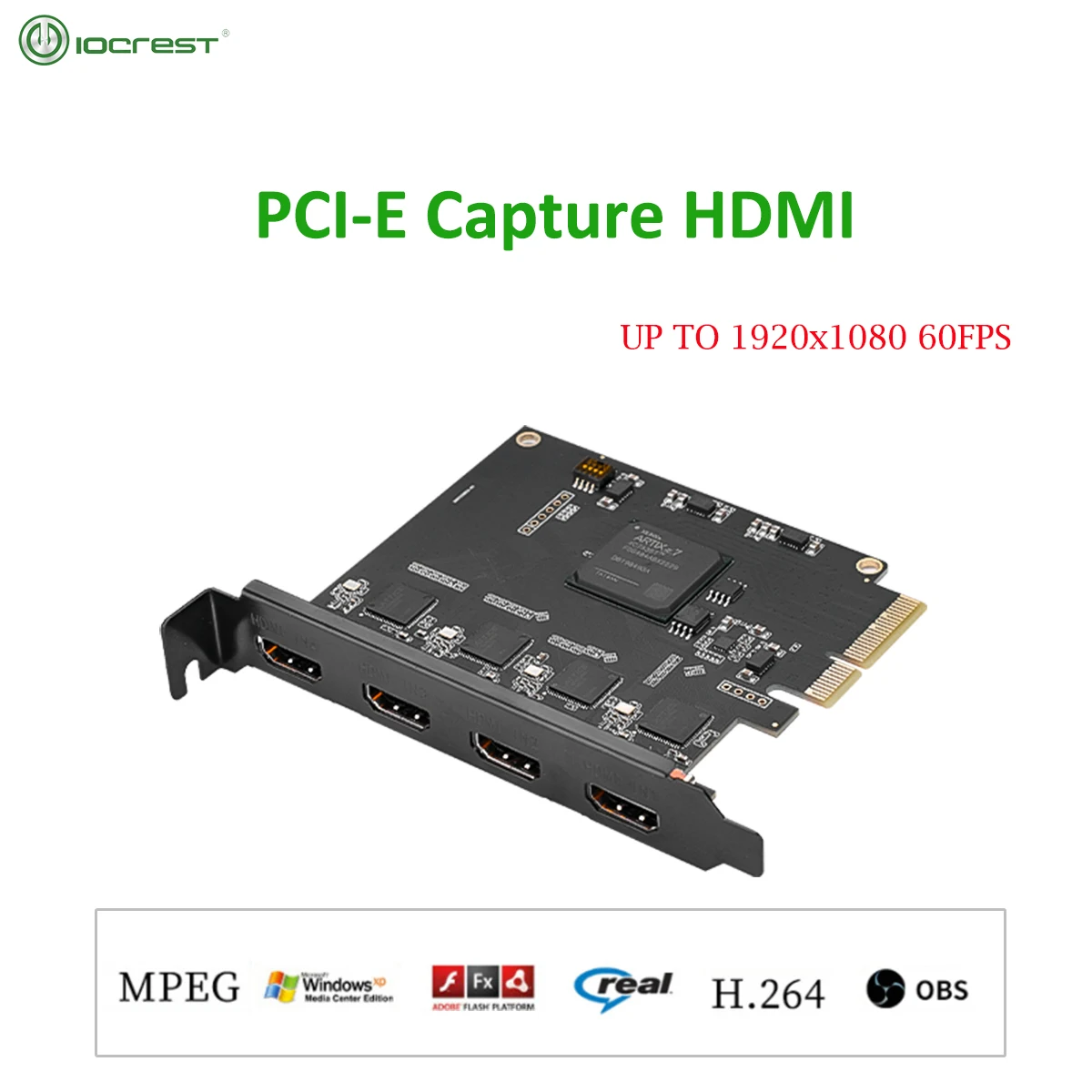 IOCREST 4 Port HDMI-compatibleTo Pcie X4 Quad HDMI Recorder 4K PCI-e  Capture Card High Performance HD 4K Input Connection