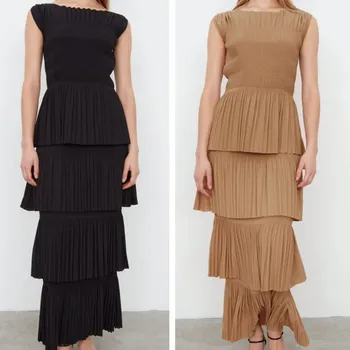 Sleeveless Womens Pleated Maxi Dress 2020 Early Autumn Vertical Stripes Slash Neck Slim Lady Layered Ruffles Long Dresses
Sleeveless Womens Pleated Maxi Dress 2020 Early Autumn Vertical Stripes Slash Neck Slim Lady Layered Ruffles Long Dresses