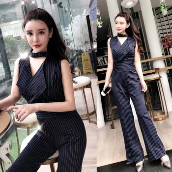 2019 New Women V-Neck Sleeveless Stripe Loose Jumpsuits Eleganthigh Waist Elegant Jumpsuit Safari Style Female Long Romper
2019 New Women V-Neck Sleeveless Stripe Loose Jumpsuits Eleganthigh Waist Elegant Jumpsuit Safari Style Female Long Romper