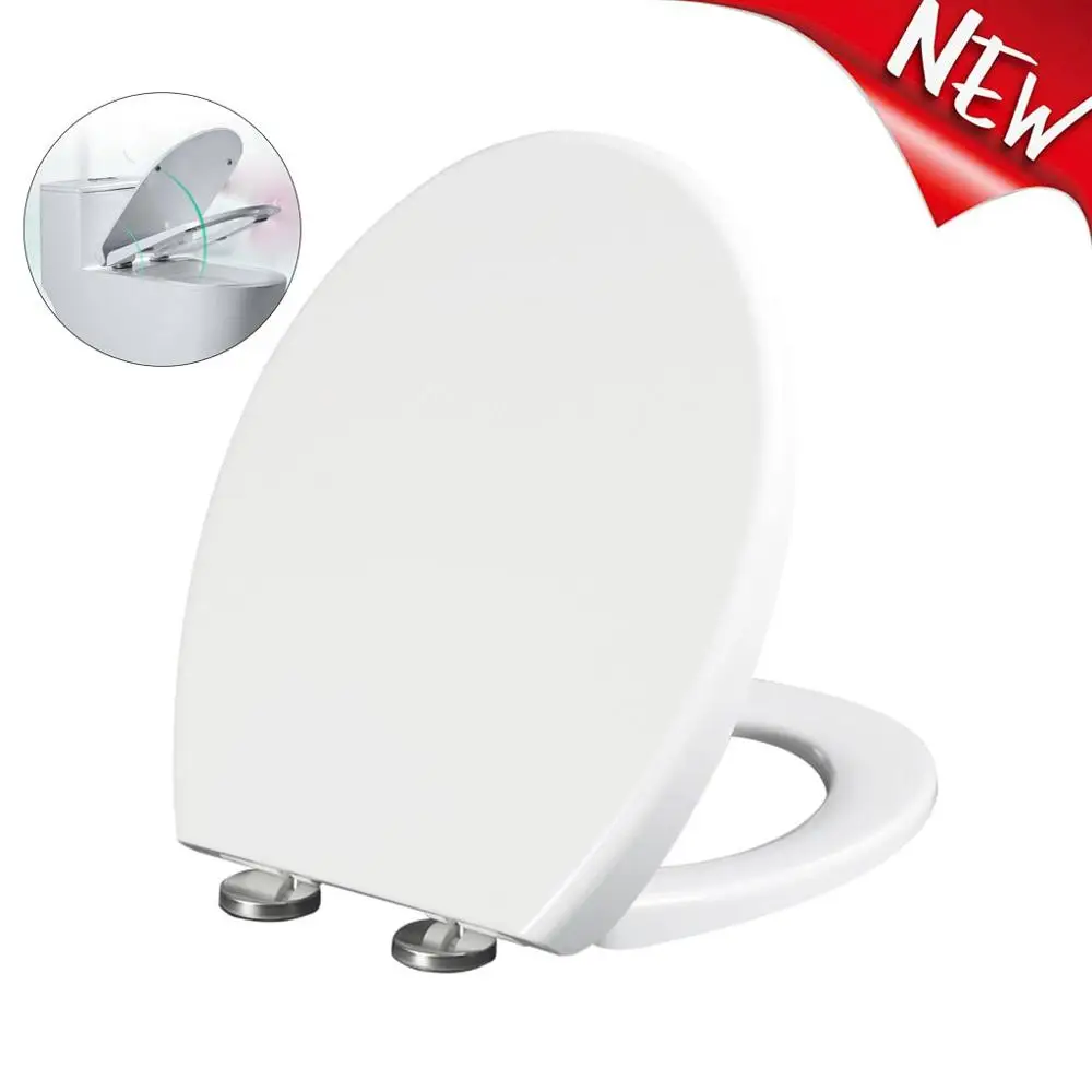 

Round Universal Slow-Close Toilet Seat Lid Cover Set PP Thicken Replacement White Household Non-yellowing Scratch-resistant @Q
