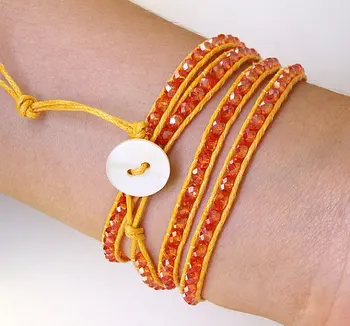 Newest Orange Crystal Faceted Wrap Bracelet Brangle Wrap Woven Button Handmade Fashion Women's Party Birthday Gift Jewelry
Newest Orange Crystal Faceted Wrap Bracelet Brangle Wrap Woven Button Handmade Fashion Women's Party Birthday Gift Jewelry