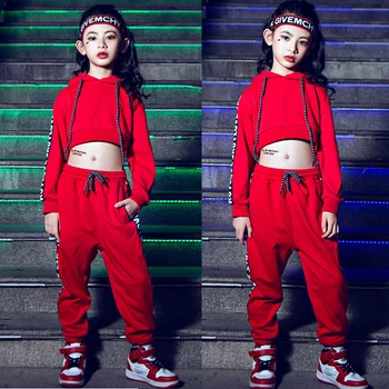 Girls Street Dance Costumes Red Long Sleeve Navel Performance Clothing Children Hiphop Set Jazz Stage Clothes For Kids VO114 
Girls Street Dance Costumes Red Long Sleeve Navel Performance Clothing Children Hiphop Set Jazz Stage Clothes For Kids VO114