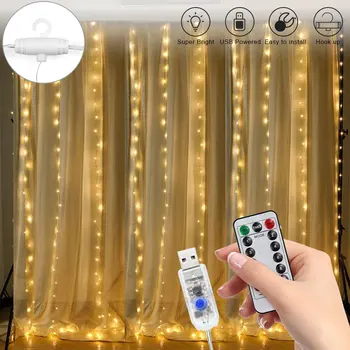 3M USB Fairy Light Led Curtain String Light 8 Modes Christmas Curtain Led string Remote Control Home decor Holiday Lighting
3M USB Fairy Light Led Curtain String Light 8 Modes Christmas Curtain Led string Remote Control Home decor Holiday Lighting
