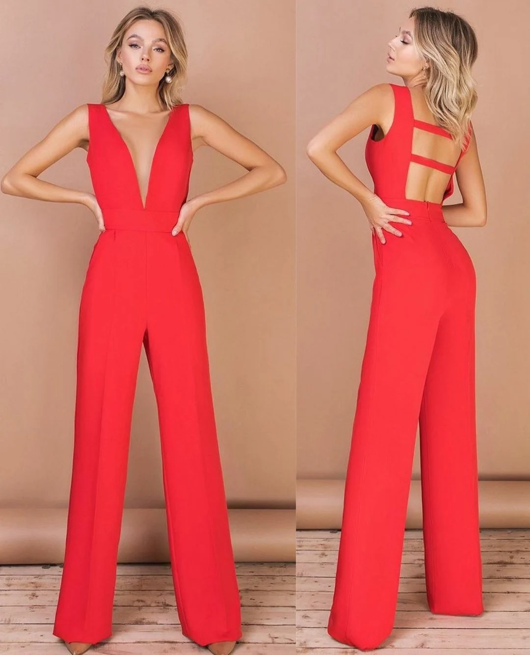 Sexy Long Red V-Neck Jumpsuit Evening Dresses Zipper Back Satin Pant Abendkleid Robes de Soirée for Women
Sexy Long Red V-Neck Jumpsuit Evening Dresses Zipper Back Satin Pant Abendkleid Robes de Soirée for Women