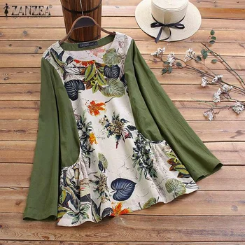 Kaftan Printed Tops Women's Patchwork Blouse 2020 ZANZEA Spring Long Sleeve Shirts Female Pockets Casual Blusas Plus Size Tunic
Kaftan Printed Tops Women's Patchwork Blouse 2020 ZANZEA Spring Long Sleeve Shirts Female Pockets Casual Blusas Plus Size Tunic