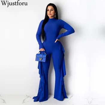 Wjustforu Autumn Skinny Ruffle Wide Leg Jumpsuit Women Backless Hollow Out Sexy Bodysuit Female Long Sleeve Elegant Overalls 
Wjustforu Autumn Skinny Ruffle Wide Leg Jumpsuit Women Backless Hollow Out Sexy Bodysuit Female Long Sleeve Elegant Overalls
