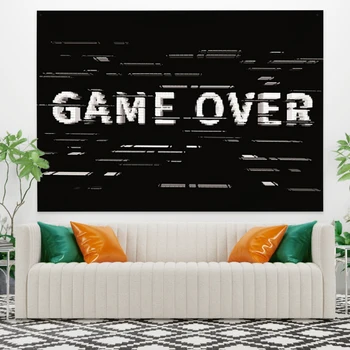 

English Letter Printing Tapestries GAME OVER Pattern Tapestry Hip Hop Style Wall Hanging Home For Living Room Boy Bedroom Decor