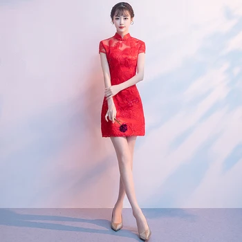 Exquisite Short Slim Women Cheongsam Sexy Chinese Tranditional Wedding Party Dress Elegant Red Mandarin Collar Qipao Vestidos
Exquisite Short Slim Women Cheongsam Sexy Chinese Tranditional Wedding Party Dress Elegant Red Mandarin Collar Qipao Vestidos