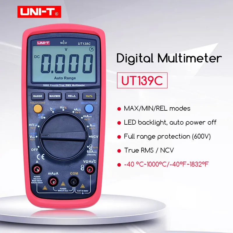 UNI-T UT139C True RMS Digital Multimeter LCD Display LCR Meter Handheld Tester Ammeter Multitester
UNI-T UT139C True RMS Digital Multimeter LCD Display LCR Meter Handheld Tester Ammeter Multitester