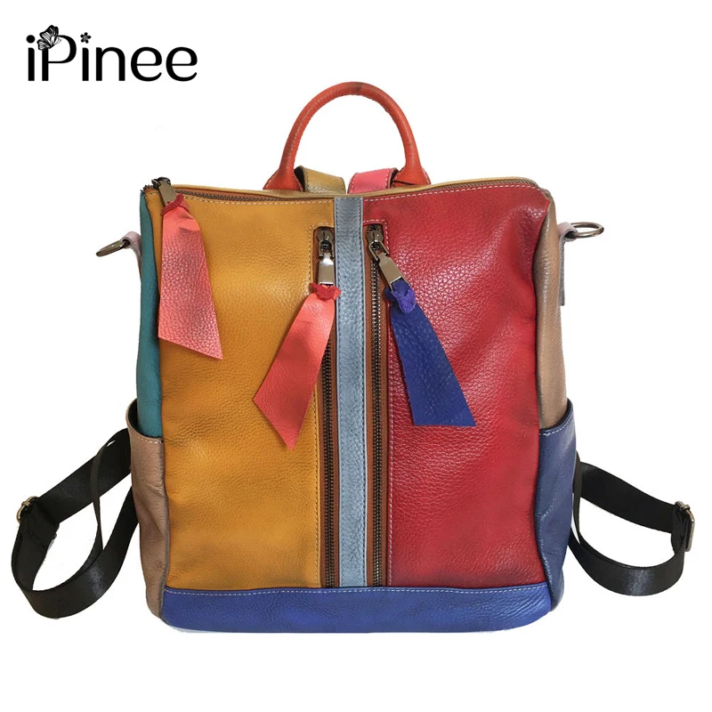 iPinee 100% Genuine Natural Leather Patchwork Schoolbag Women Multifunction Travel Backpack Vintage Colorful Shoulder Bag
iPinee 100% Genuine Natural Leather Patchwork Schoolbag Women Multifunction Travel Backpack Vintage Colorful Shoulder Bag