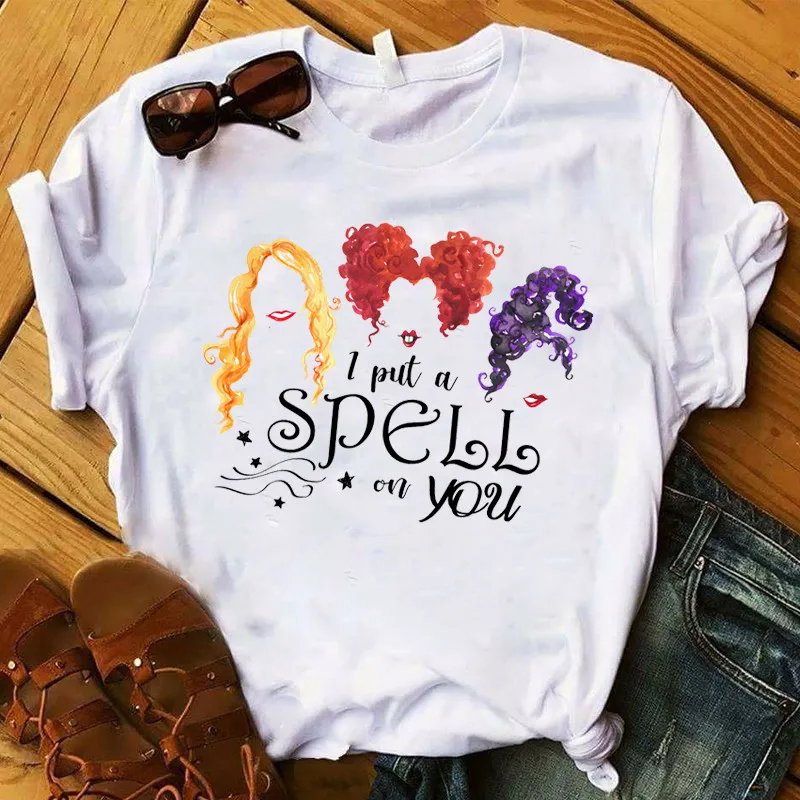 Women T-shirt Graphic Witch Hocus Pocus Funny Short Sleeve Halloween Tee Shirt Girls Ladies Halloween Gift Clothes
Women T-shirt Graphic Witch Hocus Pocus Funny Short Sleeve Halloween Tee Shirt Girls Ladies Halloween Gift Clothes