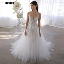 Fivsole Summer Beach Wedding Dresses Boho 2022 Lace Appliques Soft Tulle Illusion Bride Gown with Sweep Train Sleeveless Dress
Fivsole Summer Beach Wedding Dresses Boho 2022 Lace Appliques Soft Tulle Illusion Bride Gown with Sweep Train Sleeveless Dress