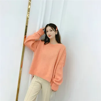

Alpaca Pure Color Thick Pullover Sweater Women Knitted Bottoming Shirt Top Large Loose Korean Women