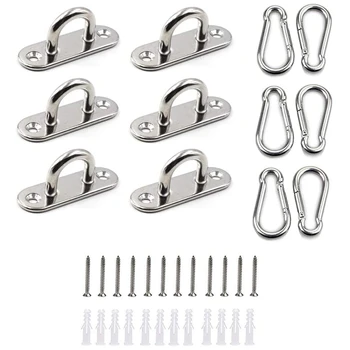 36Pcs Stainless Steel Oblong Pad Eye Plates and Carabiner Clips Heavy Duty for Climbing Sport and Home Use
36Pcs Stainless Steel Oblong Pad Eye Plates and Carabiner Clips Heavy Duty for Climbing Sport and Home Use