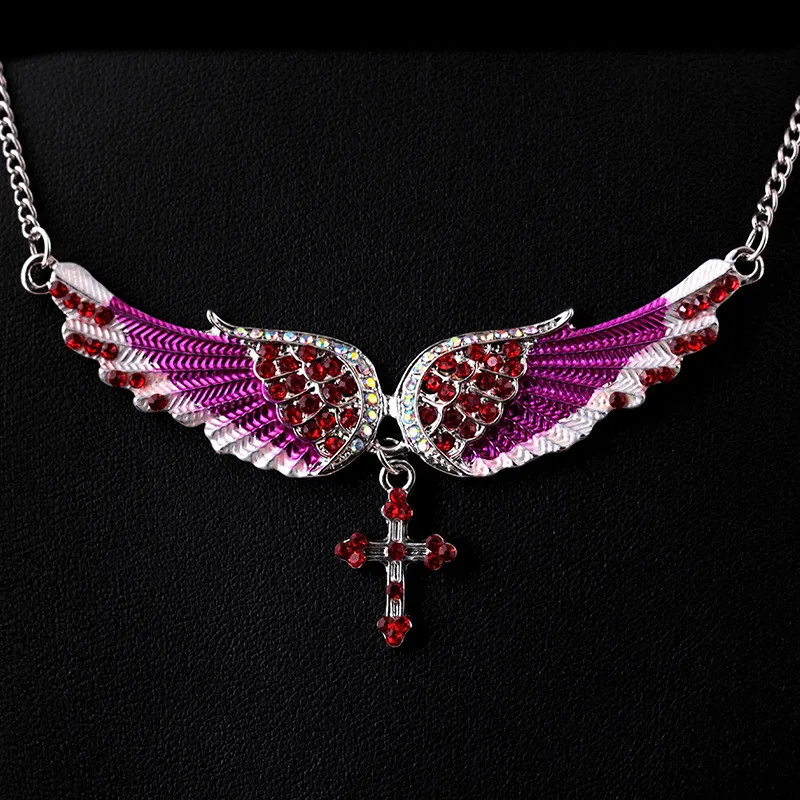 New Trendy Rhinestone Angel Wing Cross Pendant Necklace Female Party Sweater Fashion Statement Necklace Jewelry Accessory
New Trendy Rhinestone Angel Wing Cross Pendant Necklace Female Party Sweater Fashion Statement Necklace Jewelry Accessory