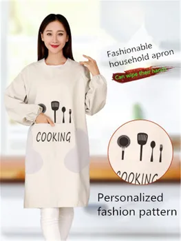 Hand wipe kitchen long sleeves household waterproof oil-proof apron cooking jacket Chinese style female adult custom print words 
Hand wipe kitchen long sleeves household waterproof oil-proof apron cooking jacket Chinese style female adult custom print words