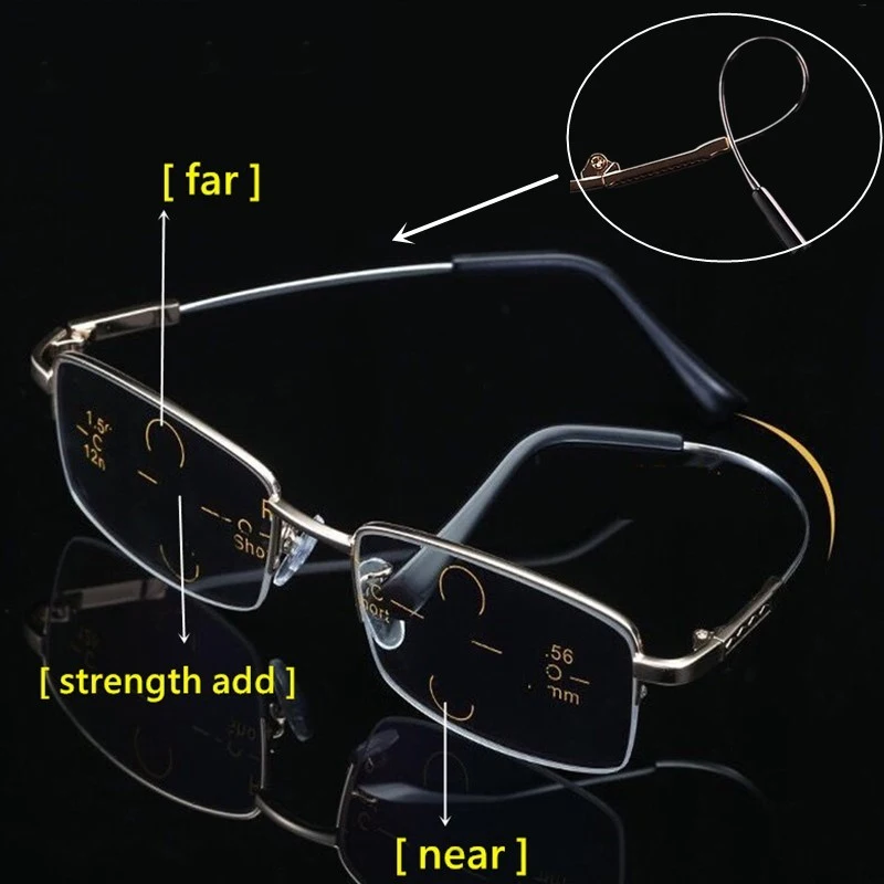 WEARKAPER Memory Titanium Half frame Progressive Multifocal Reading Glasses Multifunction Bifocal Eyewear 1.0-3.0
WEARKAPER Memory Titanium Half frame Progressive Multifocal Reading Glasses Multifunction Bifocal Eyewear 1.0-3.0