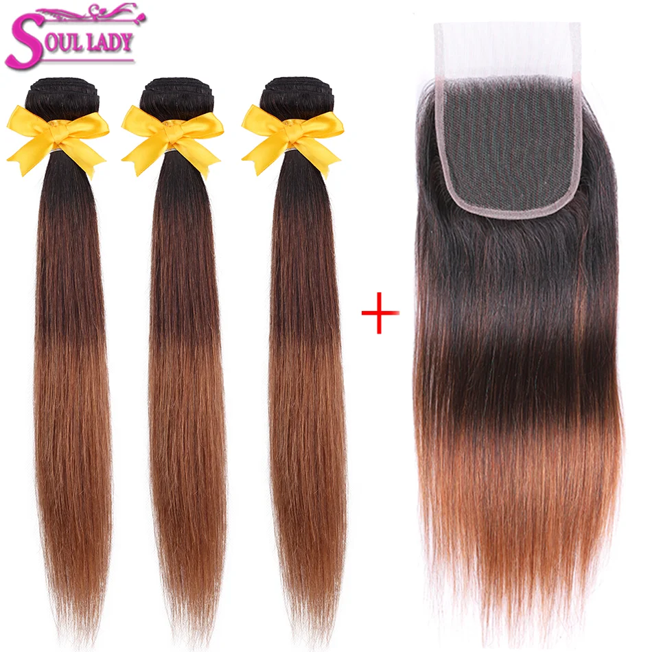 Ombre Brazilian Straight Hair Weave Bundles With Closure Three Tone 1b/4/30 NonRemy 100% Ombre Human Hair Closure with Bunldles
Ombre Brazilian Straight Hair Weave Bundles With Closure Three Tone 1b/4/30 NonRemy 100% Ombre Human Hair Closure with Bunldles