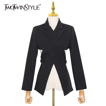 TWOTWINSTYLE Hollow Out Blazer For Women Notched Collar Long Sleeve Casual Black Blazer Female 2020 Autumn Fashion New Clothes
TWOTWINSTYLE Hollow Out Blazer For Women Notched Collar Long Sleeve Casual Black Blazer Female 2020 Autumn Fashion New Clothes
