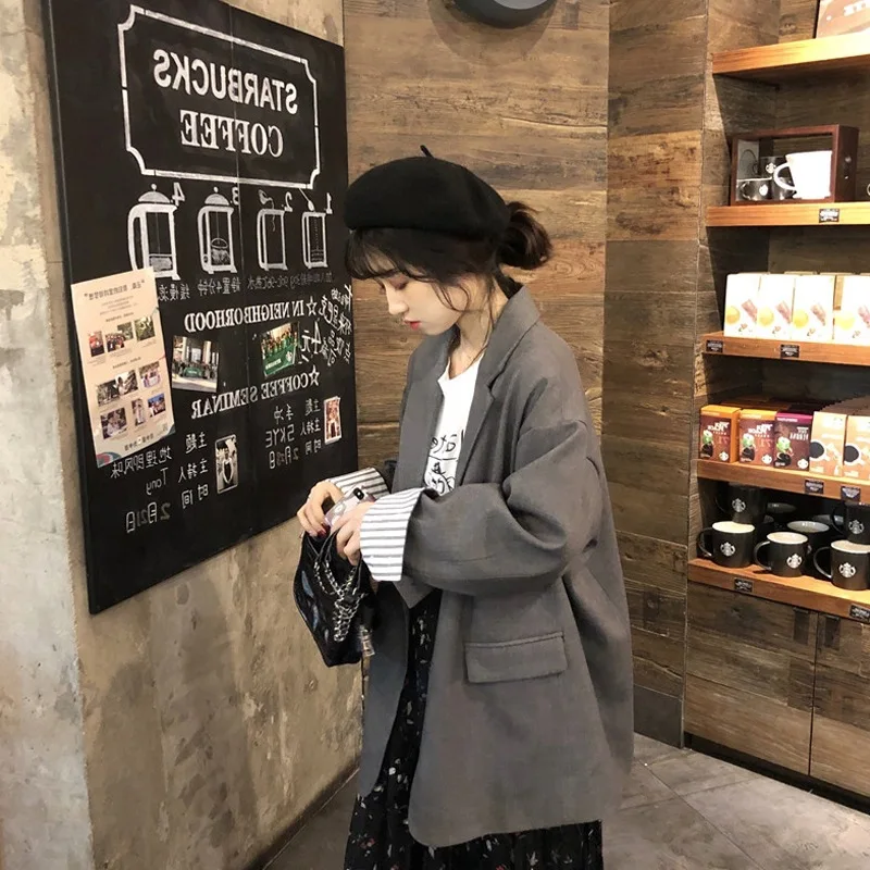 Fox Mrs. Autumn Sense of Design Western Style Simple Fashion Loose Black And White with Pattern Grey Suit Casual Coat Women's
Fox Mrs. Autumn Sense of Design Western Style Simple Fashion Loose Black And White with Pattern Grey Suit Casual Coat Women's