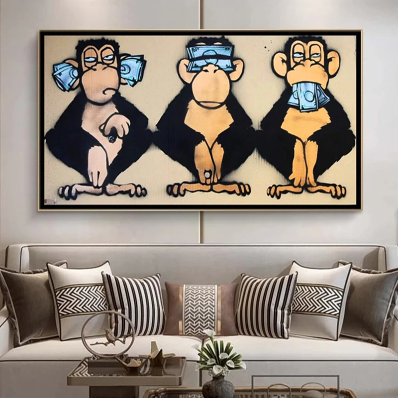3 Monkeys Poster Cool Graffiti Street Art Canvas Painting Wall Art For Living Room Home Decor Posters And Prints Wall Decoration 3 Monkeys Poster Cool Graffiti Street Art Canvas Painting Wall Art For Living Room Home Decor Posters And Prints Wall Decoration