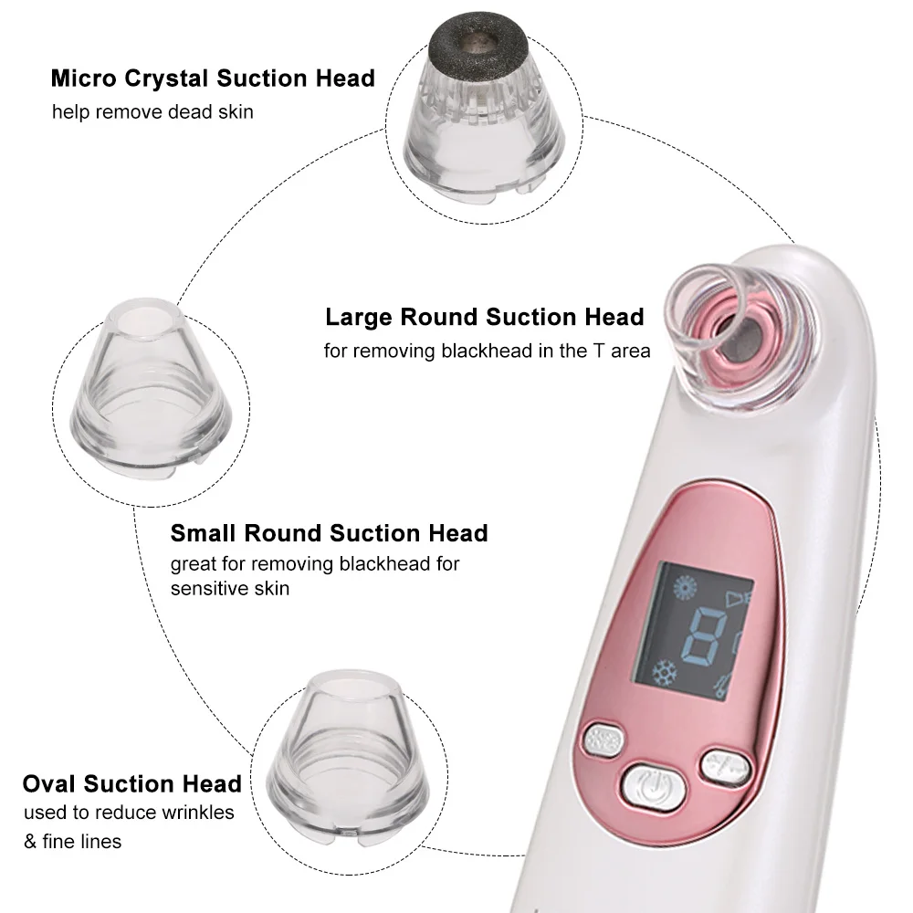 Electric Blackhead Remover Beauty Device with Thermal & Cold Care Suction Device Pore Vacuum Cleaner Pimple Removal Extractor
Electric Blackhead Remover Beauty Device with Thermal & Cold Care Suction Device Pore Vacuum Cleaner Pimple Removal Extractor