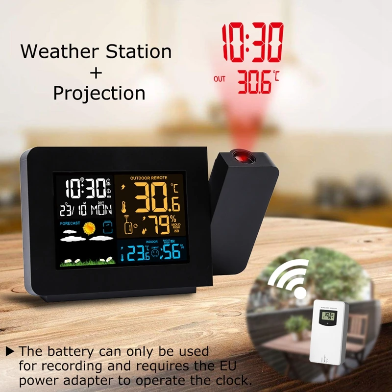 Часы с проекцией погоды цифровой Настольный будильник цветной проектор времени