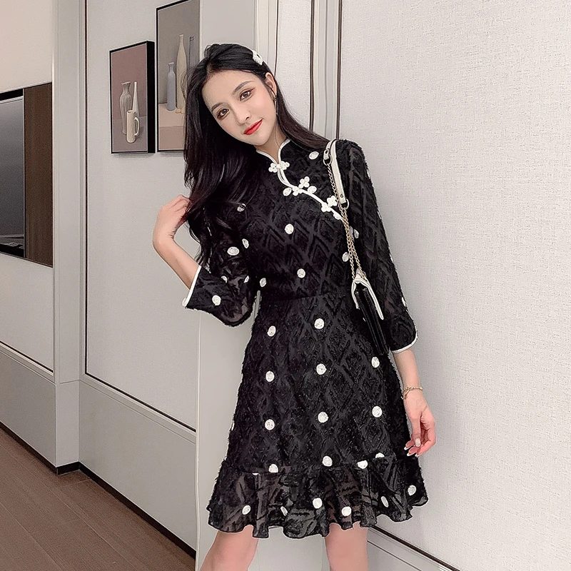 HAYBLST Brand Vintage Women Dress 2019 New Autumn Fashion Dot Patchwork Lace Clothing Plus Size XL Chinese Stysle Womens Dress
HAYBLST Brand Vintage Women Dress 2019 New Autumn Fashion Dot Patchwork Lace Clothing Plus Size XL Chinese Stysle Womens Dress