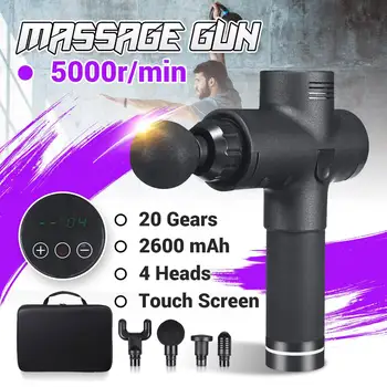5000r/min Therapy Massage Gun 20Gears Muscle Massager Pain Sport Massage Machine Relax Body Slimming Relief 4 Heads LCD Display
5000r/min Therapy Massage Gun 20Gears Muscle Massager Pain Sport Massage Machine Relax Body Slimming Relief 4 Heads LCD Display
