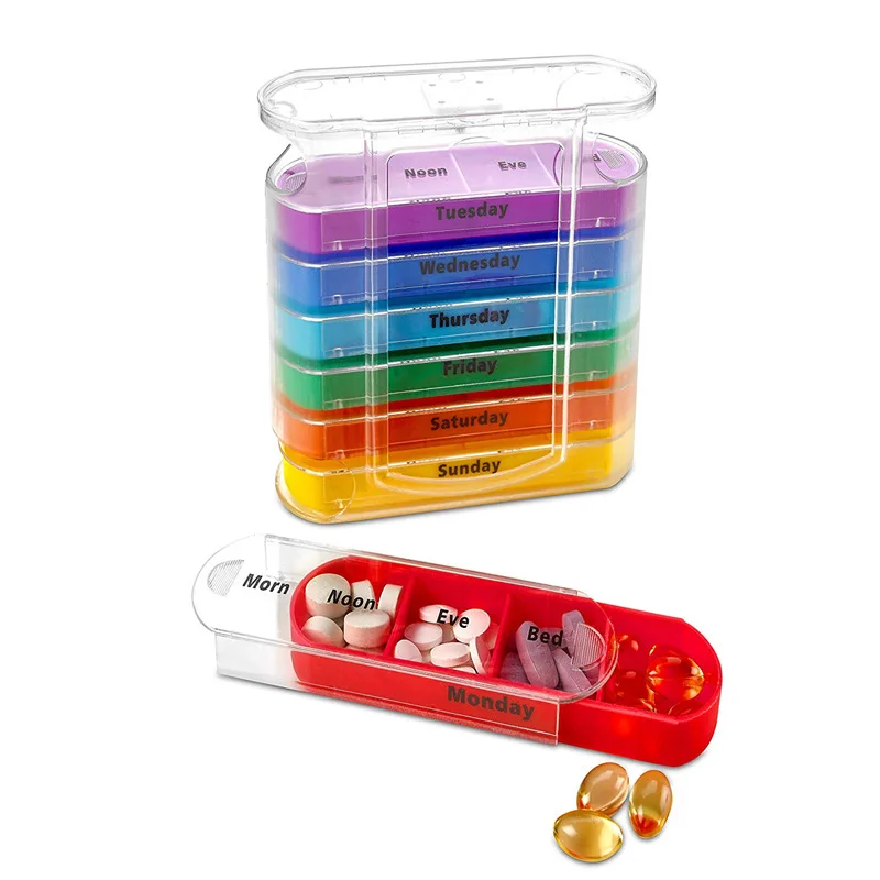 7PCS Weekly 28 Cavities Pill Box Holder 7 Days Plastic Medicine Storage Colorful Pill Case Organizer Container
7PCS Weekly 28 Cavities Pill Box Holder 7 Days Plastic Medicine Storage Colorful Pill Case Organizer Container