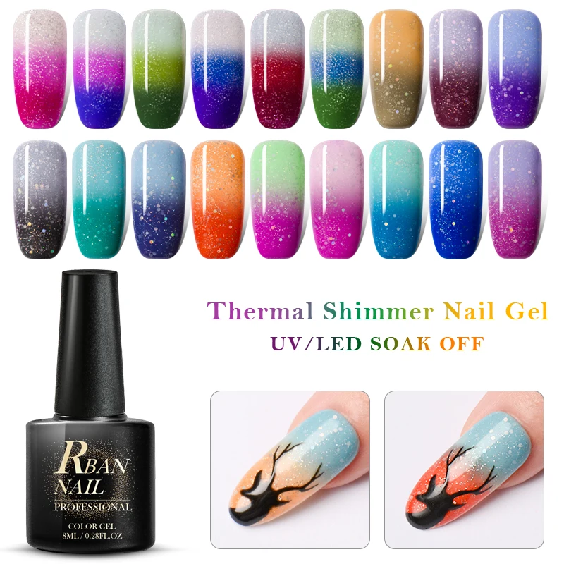 RBAN NAIL 8ml Thermal Color Changing Gel Nail Polish Holographic Glitter Temperature Color Change Soak Off UV Gel Varnish
RBAN NAIL 8ml Thermal Color Changing Gel Nail Polish Holographic Glitter Temperature Color Change Soak Off UV Gel Varnish
