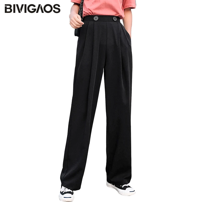 BIVIGAOS Summer Fashion Double Button Pleated Wide Leg Pants Drape High Waist Drooping Loose Casual Pants Tide Trousers Women
BIVIGAOS Summer Fashion Double Button Pleated Wide Leg Pants Drape High Waist Drooping Loose Casual Pants Tide Trousers Women