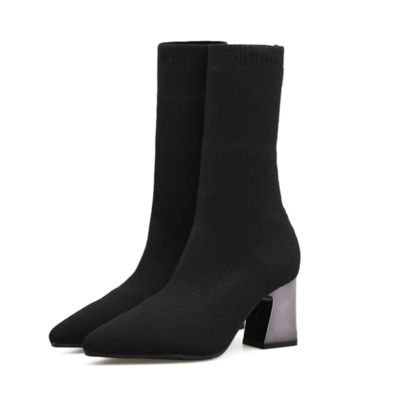 2019 Women Designer Ankle Stretch Sock Boots Sexy 7cm High Heels Pointed Toe Shoes Sexy Slip on Jeans Winter Fall Quality Boots
2019 Women Designer Ankle Stretch Sock Boots Sexy 7cm High Heels Pointed Toe Shoes Sexy Slip on Jeans Winter Fall Quality Boots