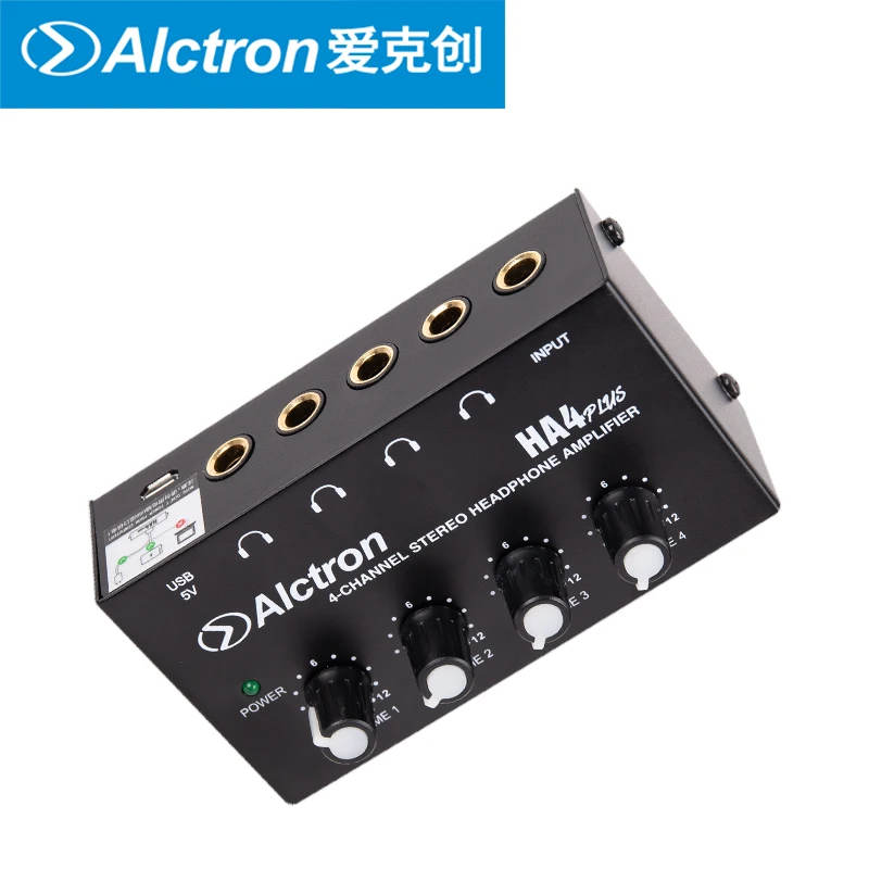 ALCTRON HA4plus 4 channel stereo Mini Headphone Amplifier USB interface powered 6.35mm connector Power High Quality Sound
ALCTRON HA4plus 4 channel stereo Mini Headphone Amplifier USB interface powered 6.35mm connector Power High Quality Sound