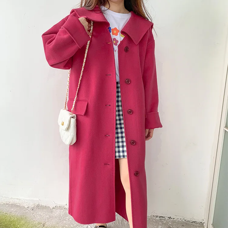 2019 New Navy Collar Autumn and Winter Double-sided Wool Coat Medium and Long Wool Tweed Coat Turn-down Collar Long Wool Coat
2019 New Navy Collar Autumn and Winter Double-sided Wool Coat Medium and Long Wool Tweed Coat Turn-down Collar Long Wool Coat