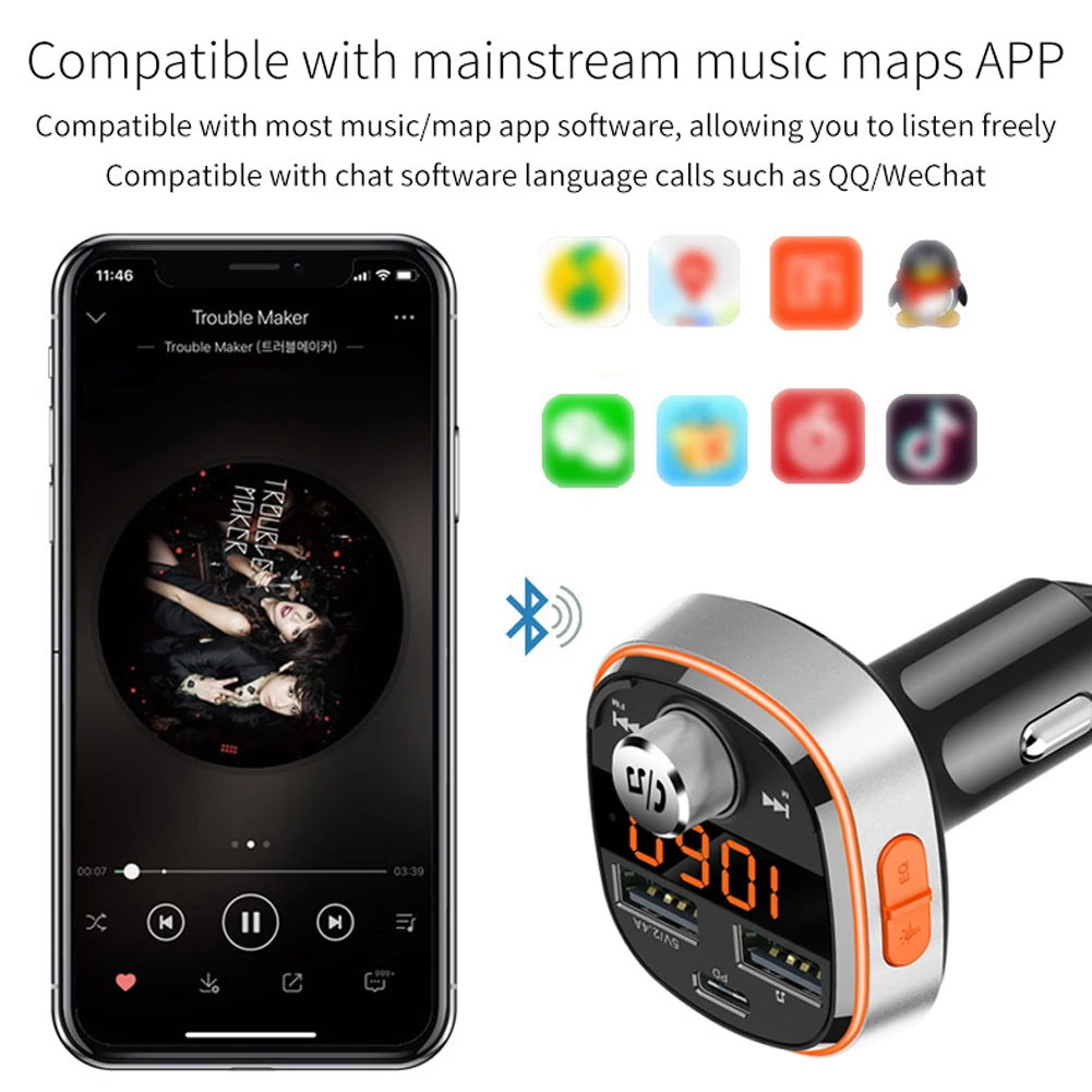 Wireless Car Charger Bluetooth 5.0 FM Transmitter Handsfree MP3 Radio Adapter Car Dual USB 3.1A Fast Charger LED Display New
Wireless Car Charger Bluetooth 5.0 FM Transmitter Handsfree MP3 Radio Adapter Car Dual USB 3.1A Fast Charger LED Display New