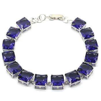14x10mm Pretty SheCrown Created Iolite Gift Silver Bracelet 8-9inch 
14x10mm Pretty SheCrown Created Iolite Gift Silver Bracelet 8-9inch
