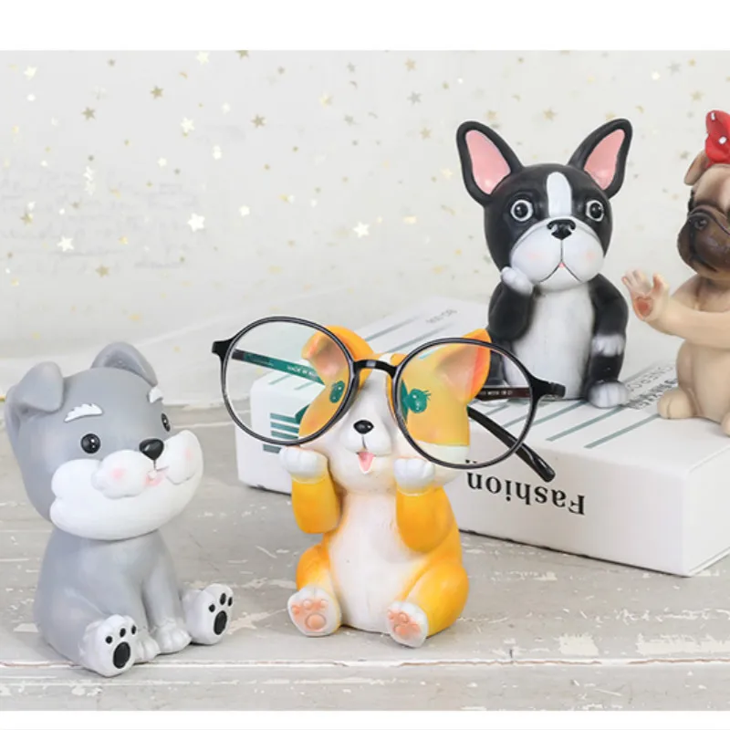1 piece Animal eyeglass Holder Puppy Shape figurine Resin pug bulldog corgi Schnauzer Decoration Desktop Gift for Children YXYT (11)